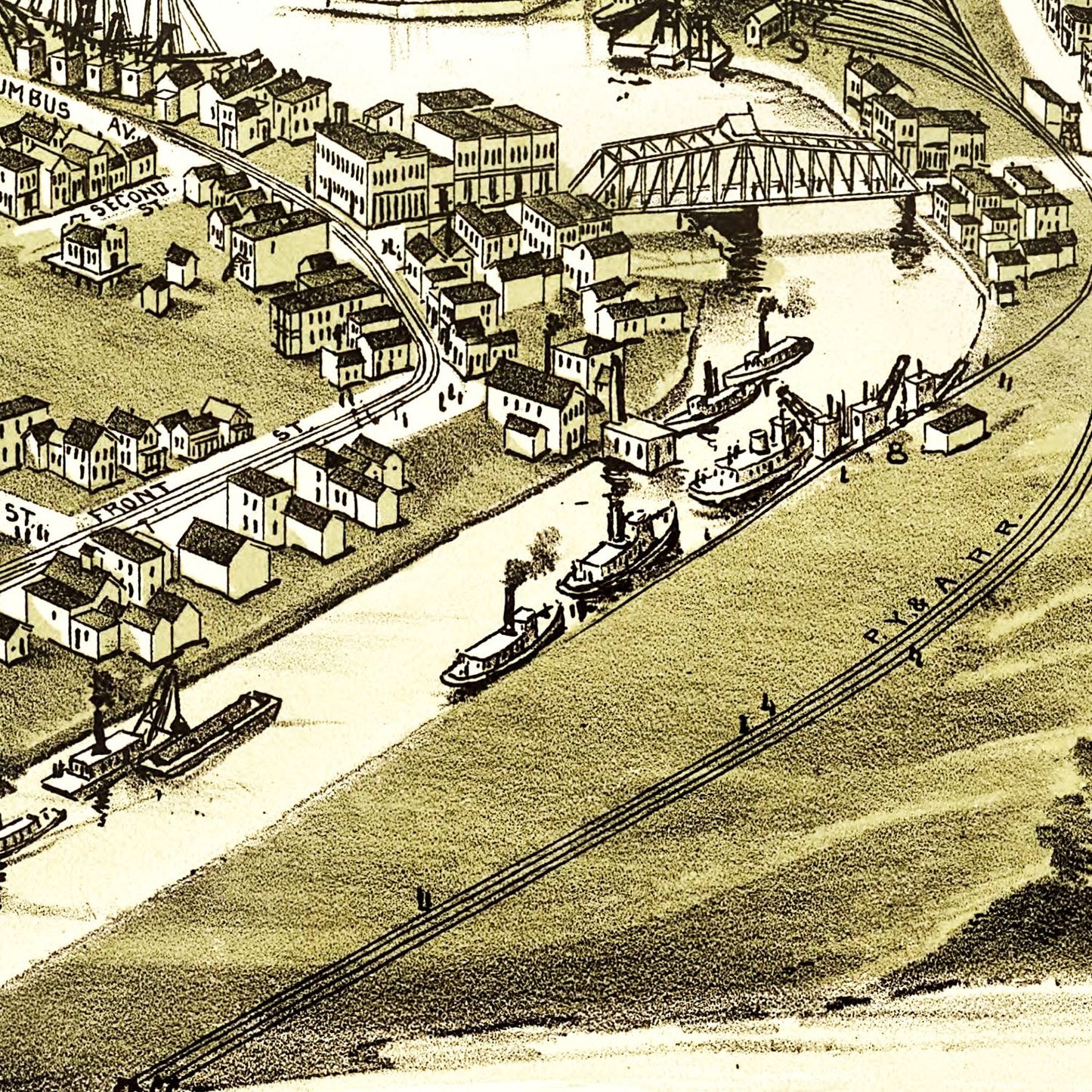 Vintage Map of Ashtabula Harbor, Ohio, 1896