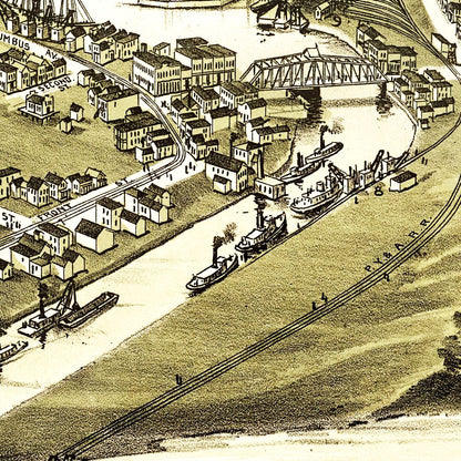 Vintage Map of Ashtabula Harbor, Ohio, 1896