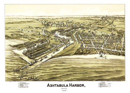 Vintage Map of Ashtabula Harbor, Ohio, 1896