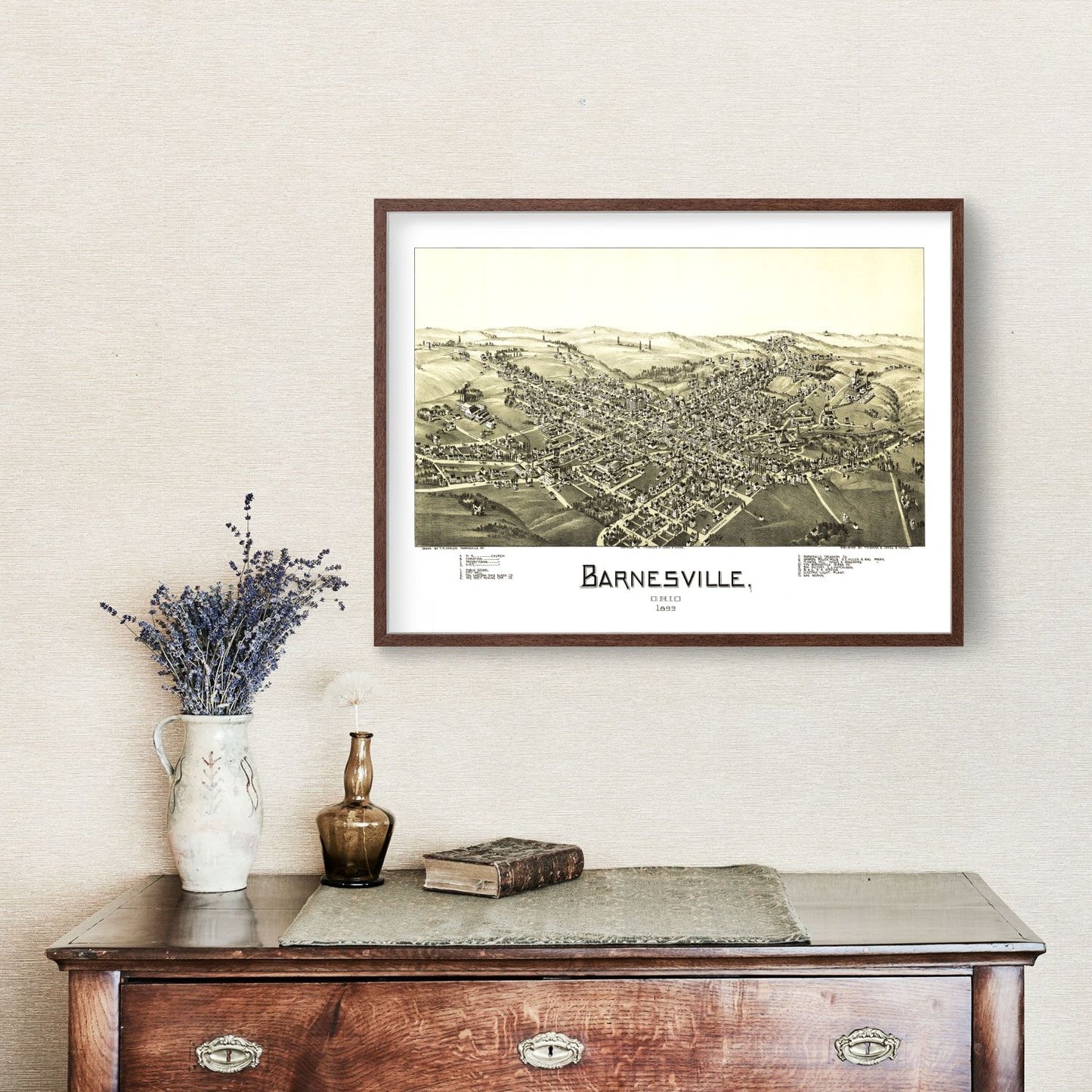 Vintage Map of Barnesville, Ohio, 1899
