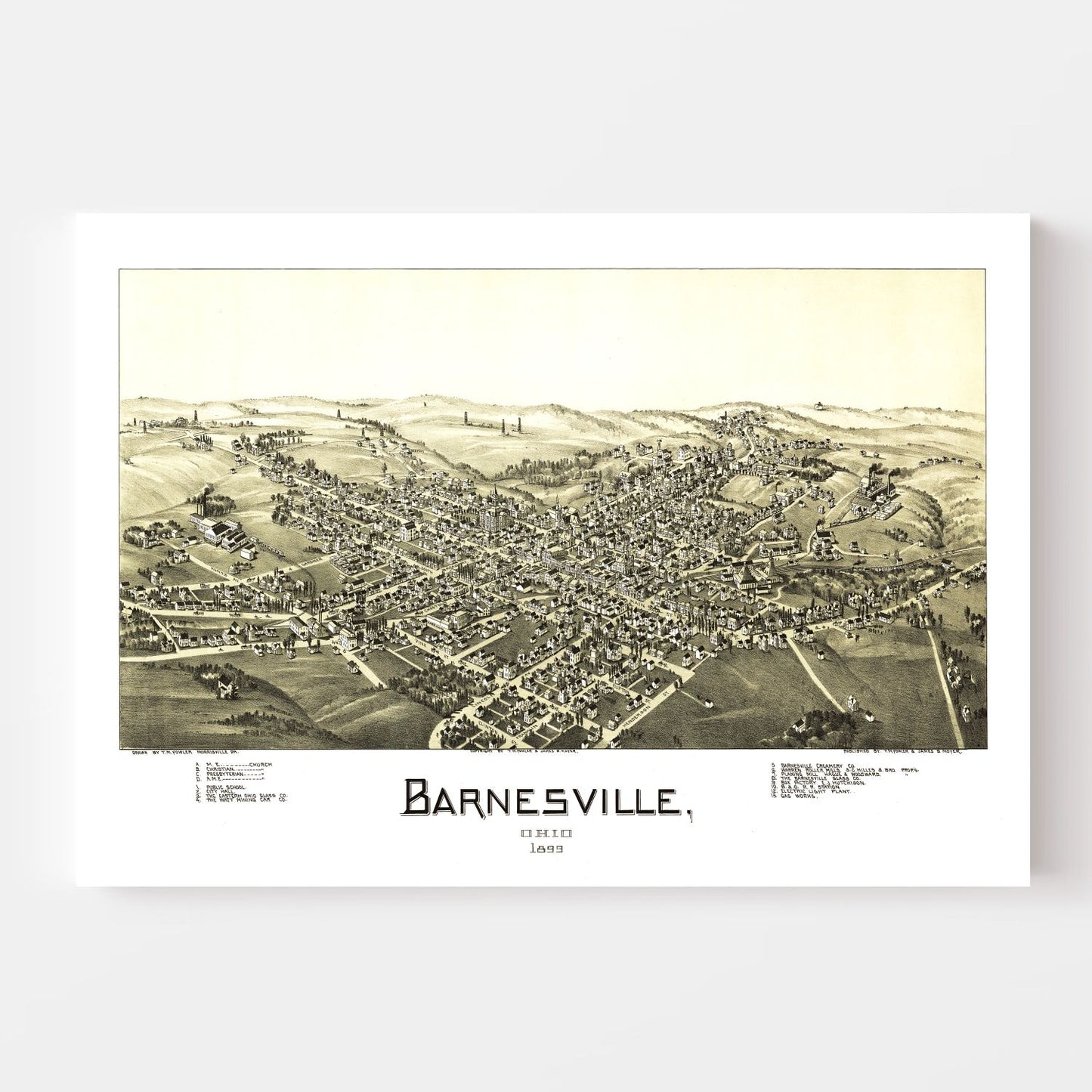 Vintage Map of Barnesville, Ohio, 1899