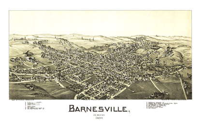 Vintage Map of Barnesville, Ohio, 1899