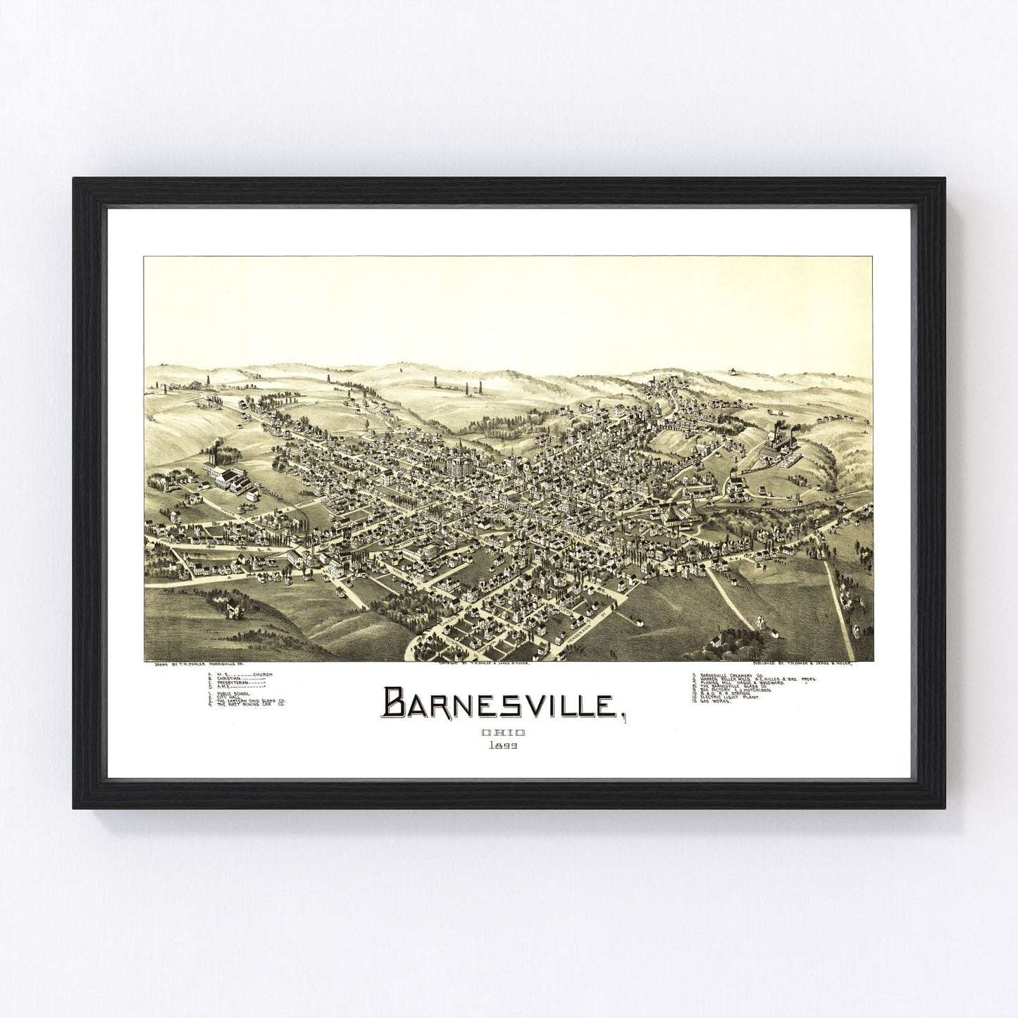 Vintage map of Barnesville, Ohio, 1899