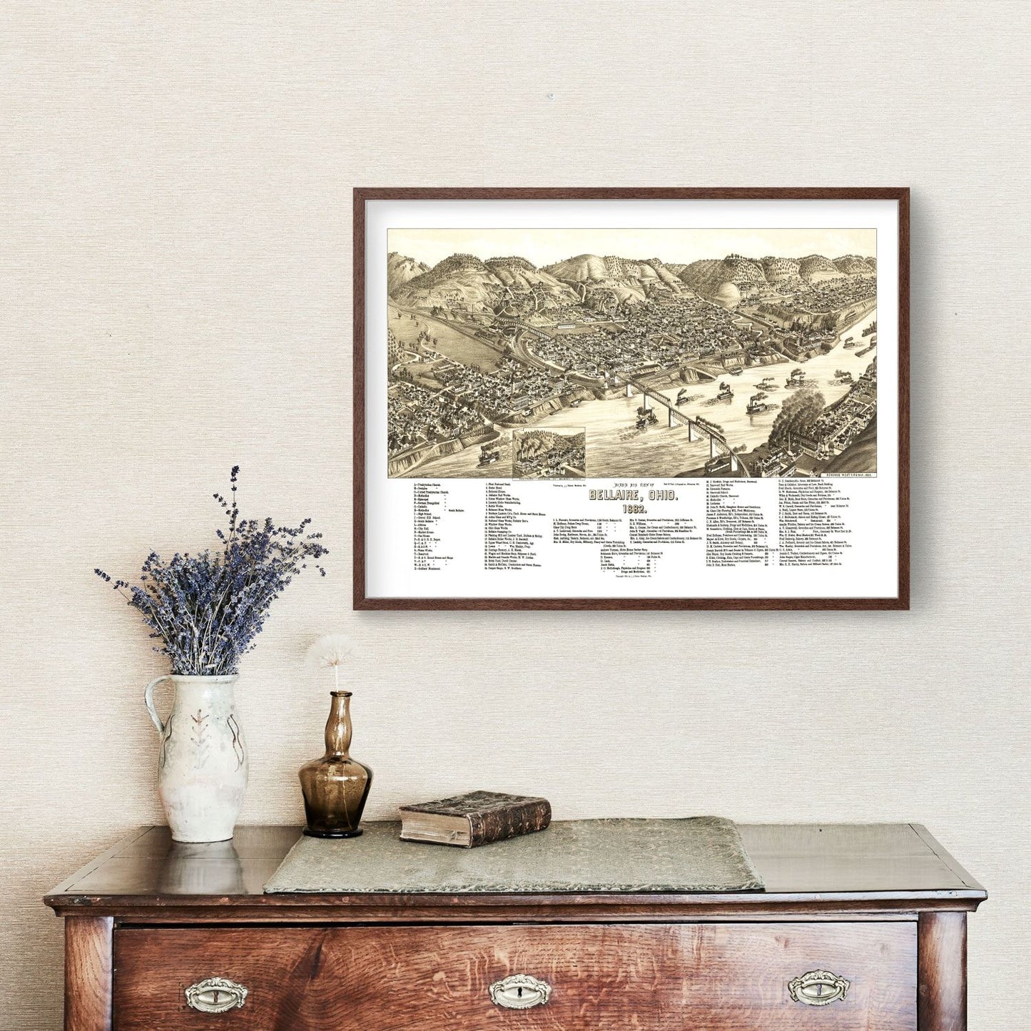 Vintage Map of Bellaire, Ohio, 1882
