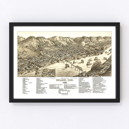 Vintage map of Bellaire, Ohio, 1882