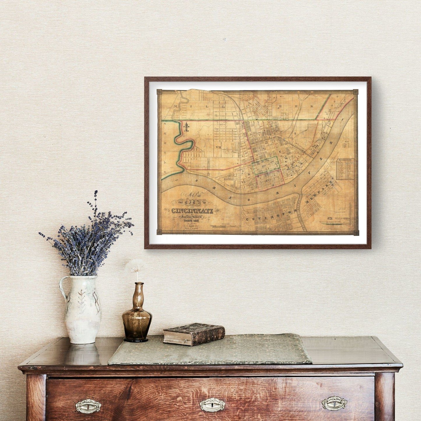 Vintage Map of Cincinnati, Ohio, 1838