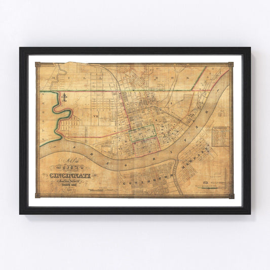 Vintage map of Cincinnati, Ohio, 1838