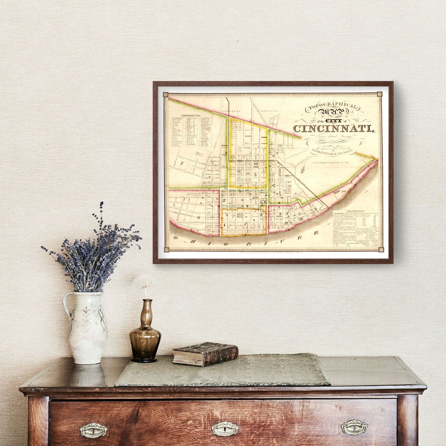 Vintage Map of Cincinnati, Ohio, 1841