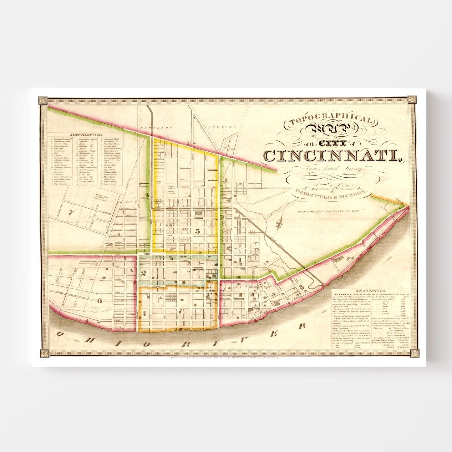 Vintage Map of Cincinnati, Ohio, 1841
