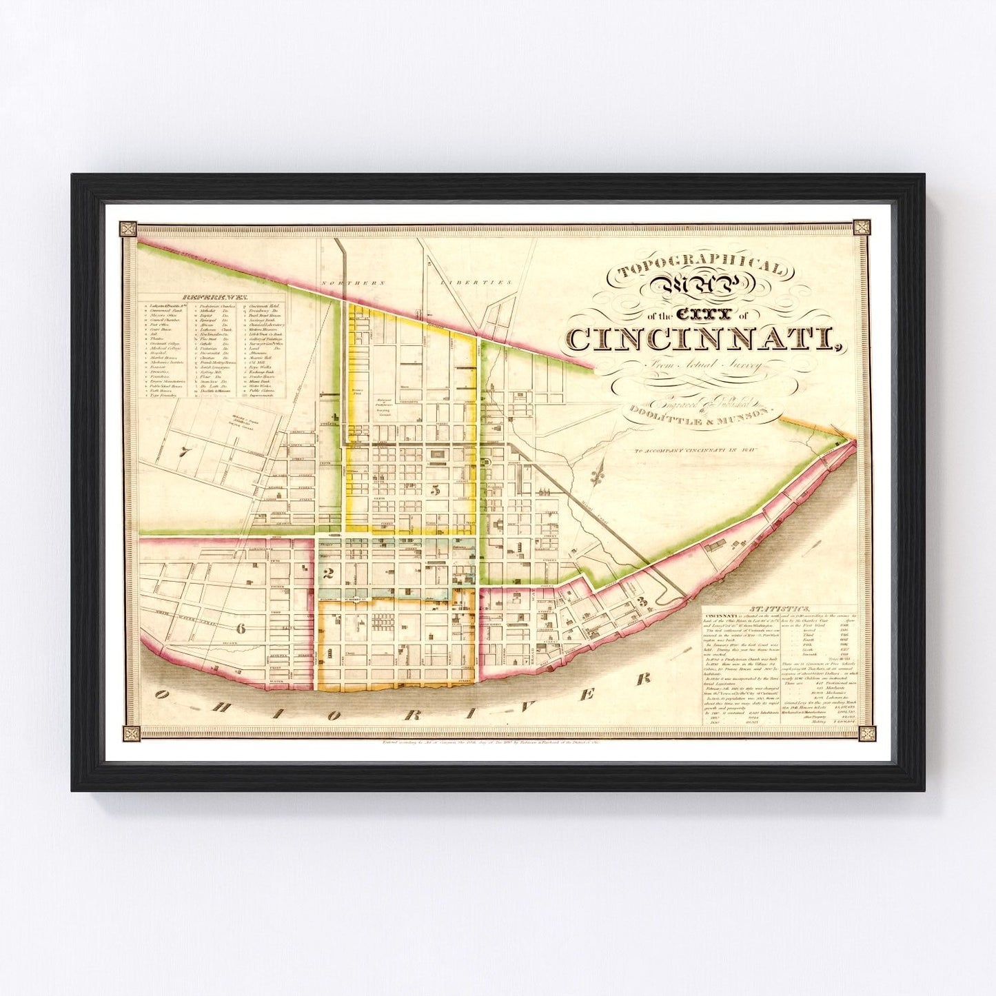 Vintage map of Cincinnati, Ohio, 1841