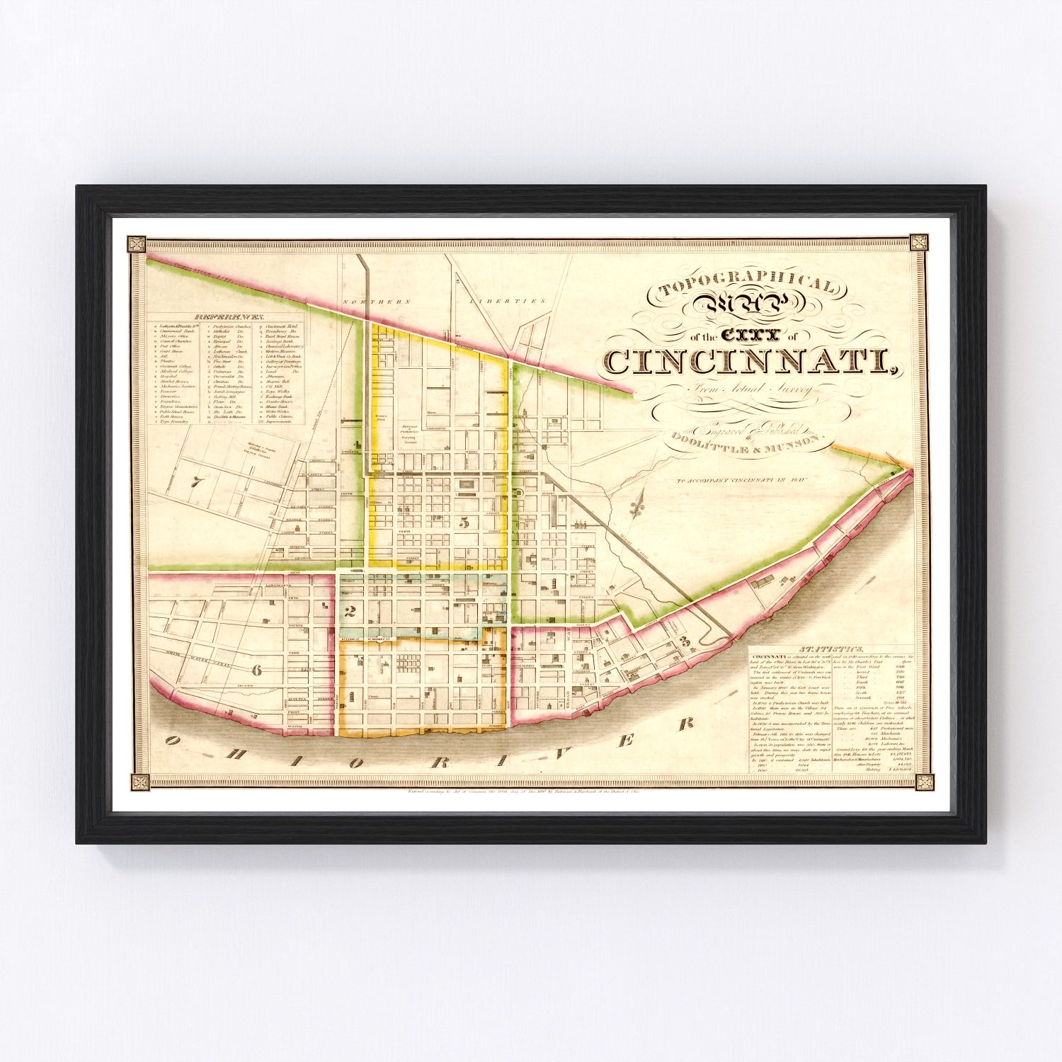 Vintage map of Cincinnati, Ohio, 1841