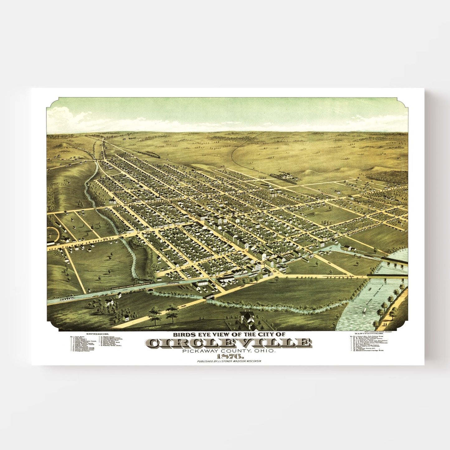 Vintage Map of Circleville, Ohio, 1876