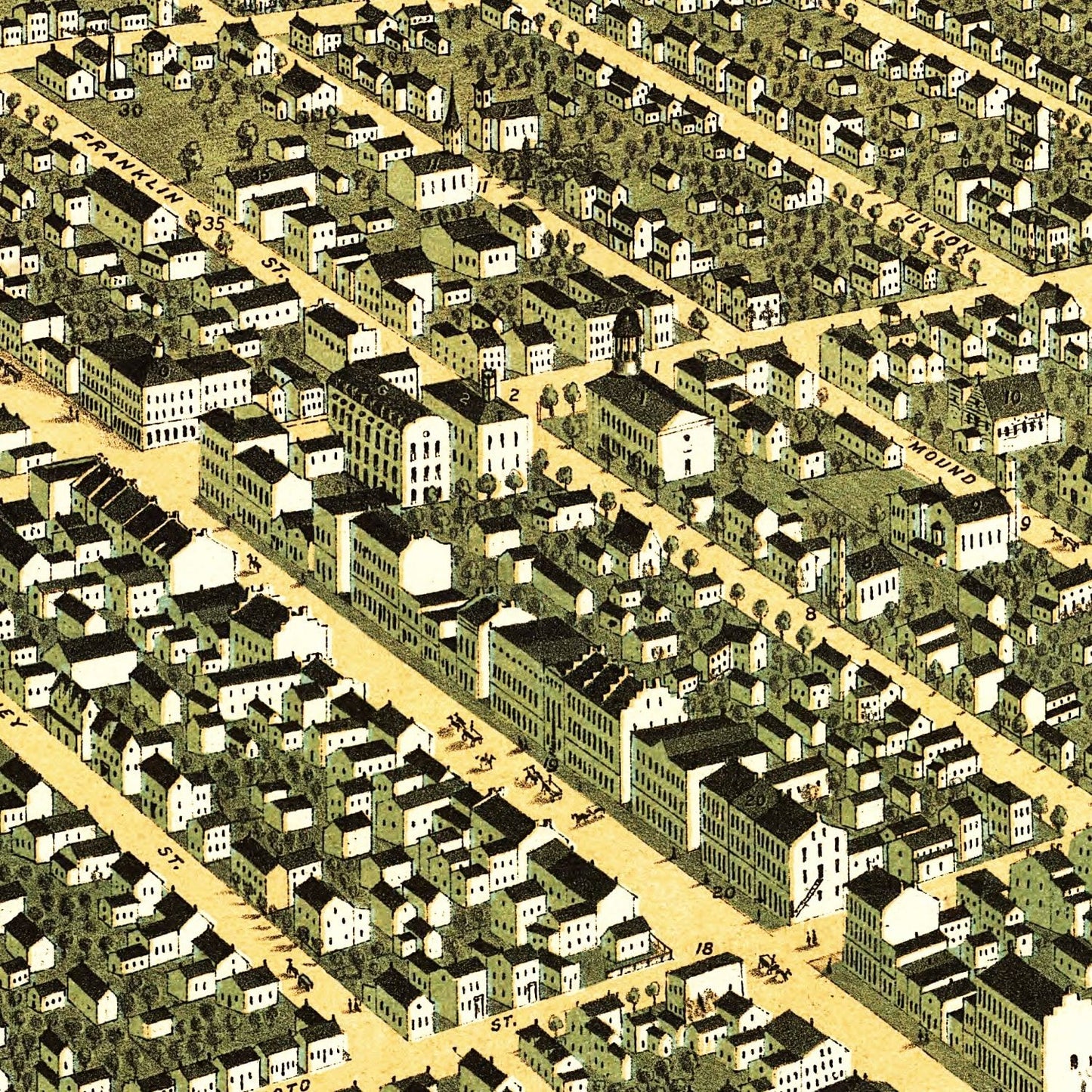 Vintage Map of Circleville, Ohio, 1876