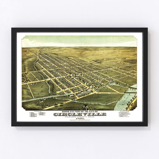 Vintage map of Circleville, Ohio, 1876