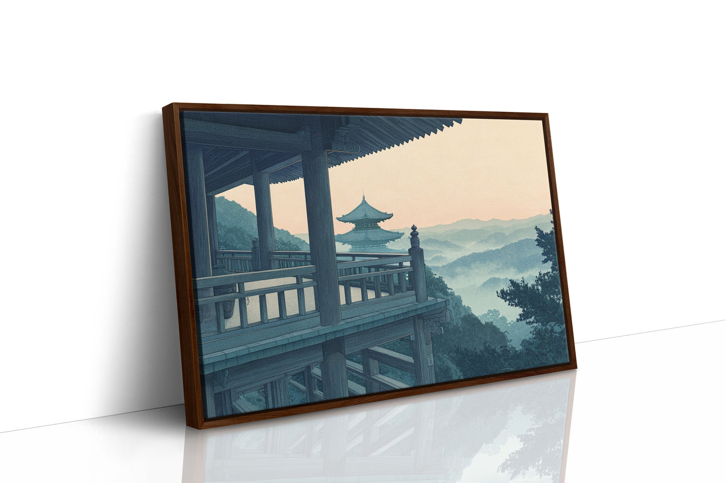 Japanese Temple Balcony Misty Mountain Wall Art Print