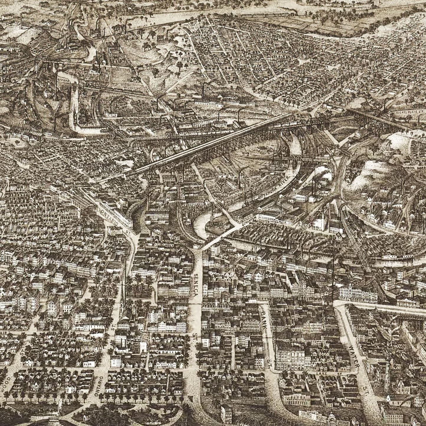 Vintage Map of Cleveland, Ohio 1887