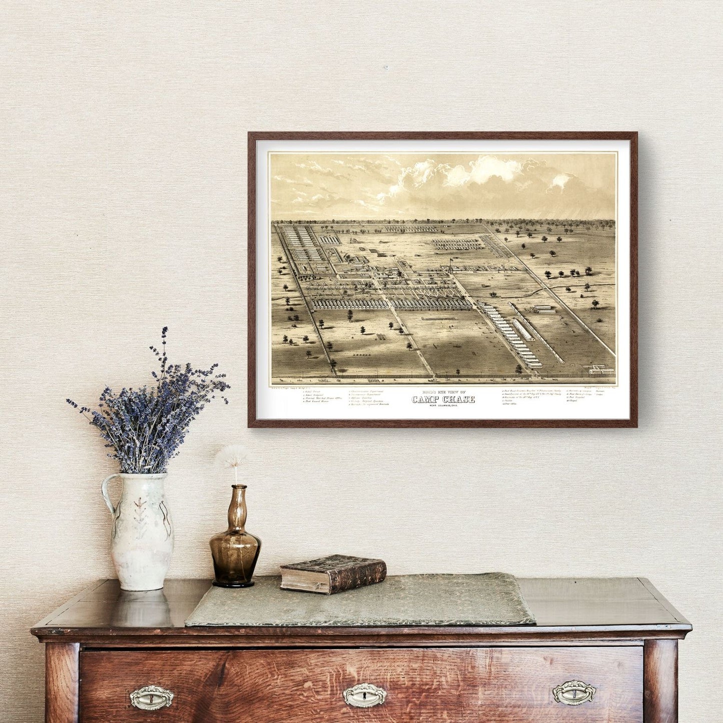 Vintage Map of Camp Chase, Ohio, 1860 | Wall Art