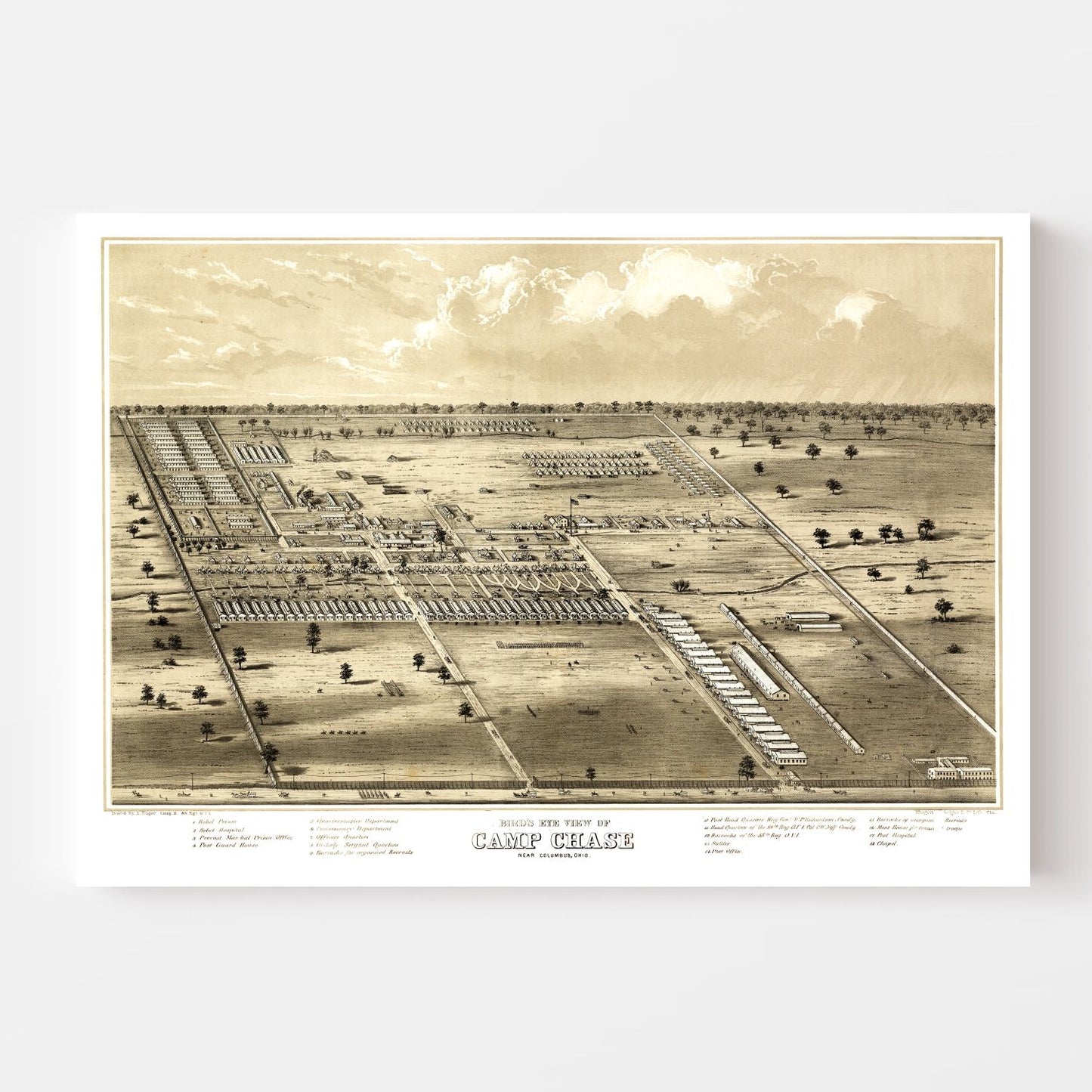 Vintage Map of Camp Chase, Ohio, 1860 | Wall Art