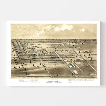 Vintage Map of Camp Chase, Ohio, 1860 | Wall Art