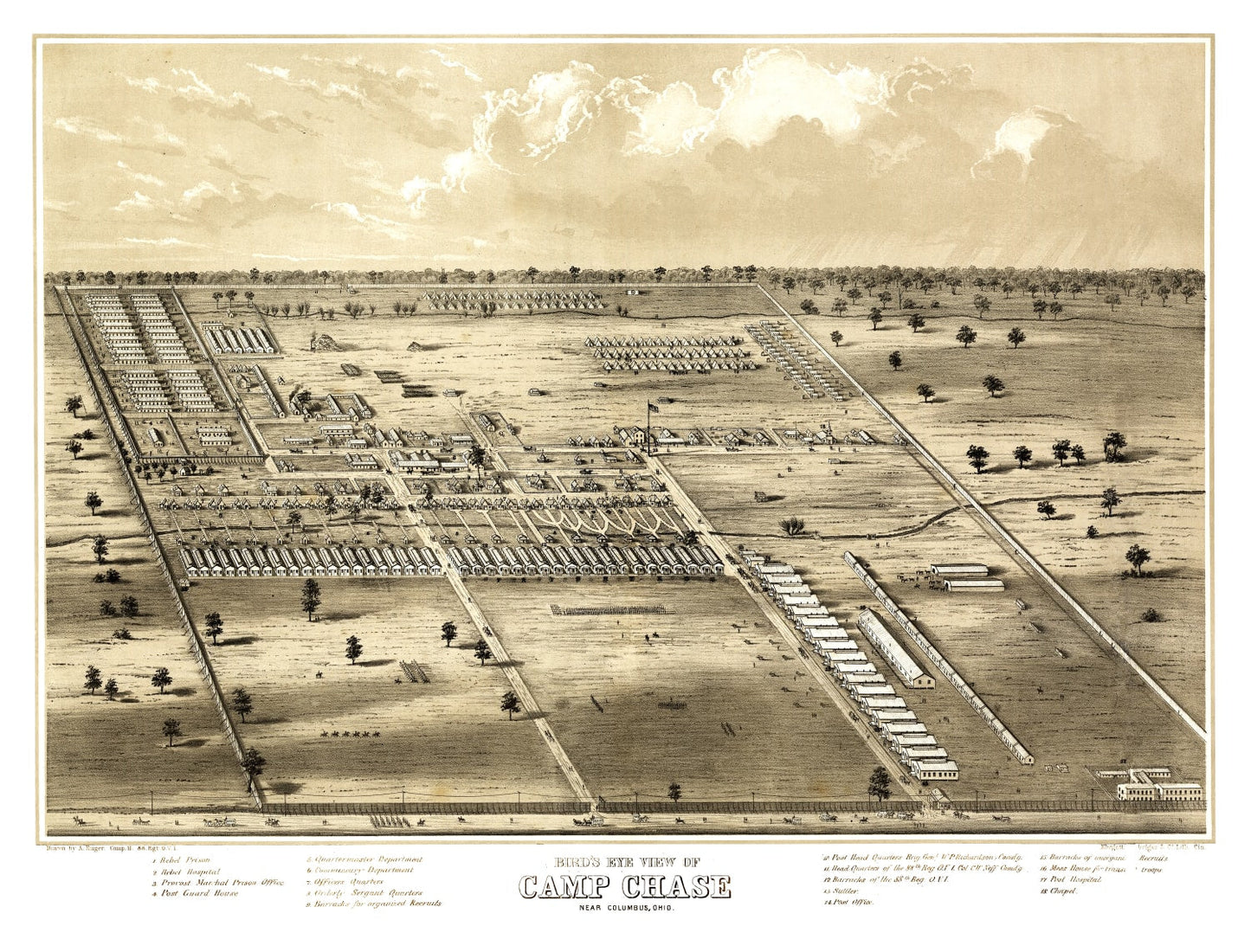Vintage Map of Camp Chase, Ohio, 1860 | Wall Art