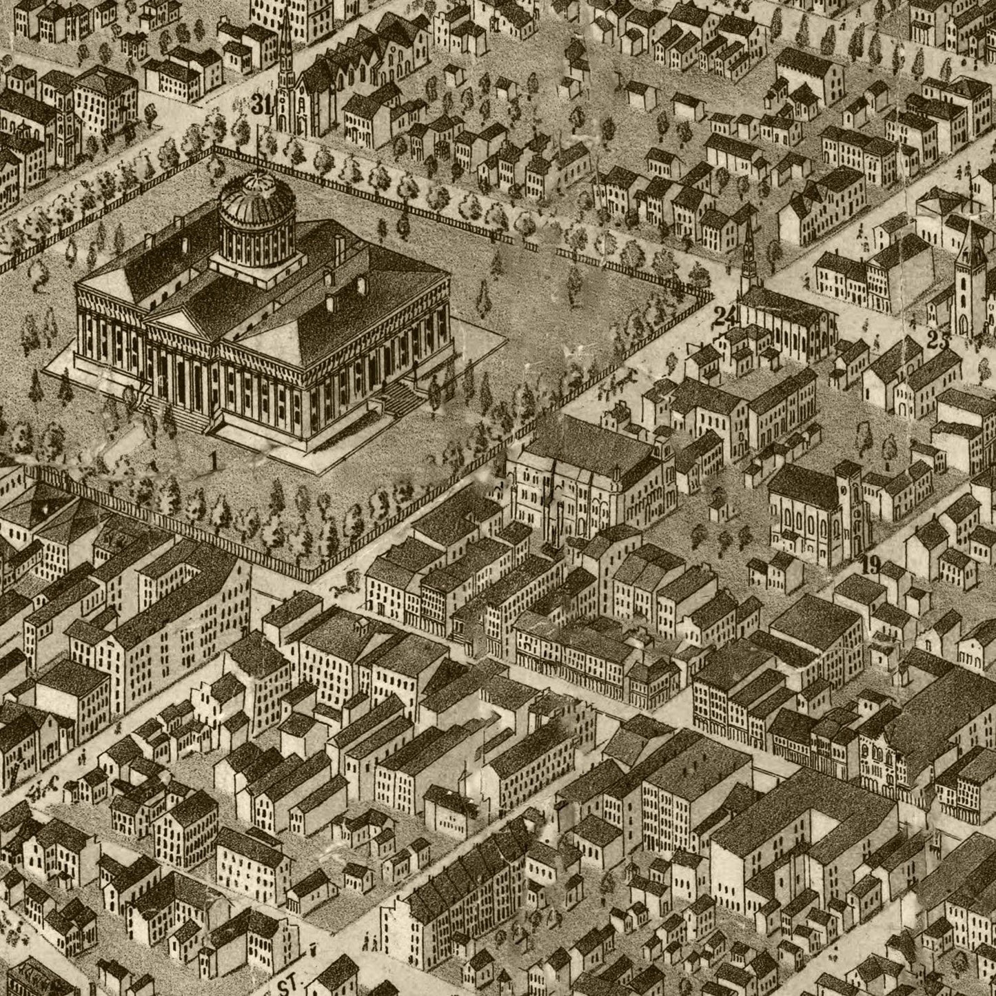 Vintage Map of Columbus, Ohio, 1872