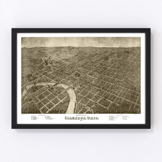 Vintage map of Columbus, Ohio, 1872