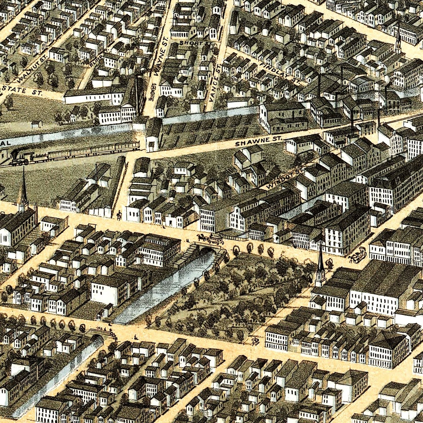 Vintage Map of Dayton, Ohio 1870