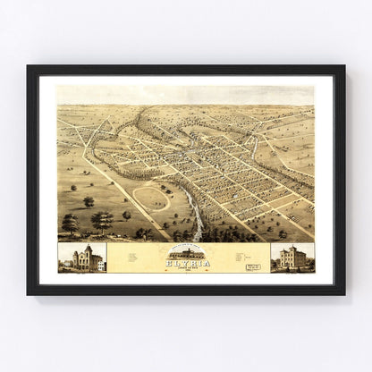 vintage map of Elyria, Ohio, 1868