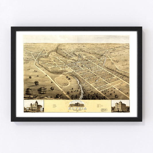 vintage map of Elyria, Ohio, 1868