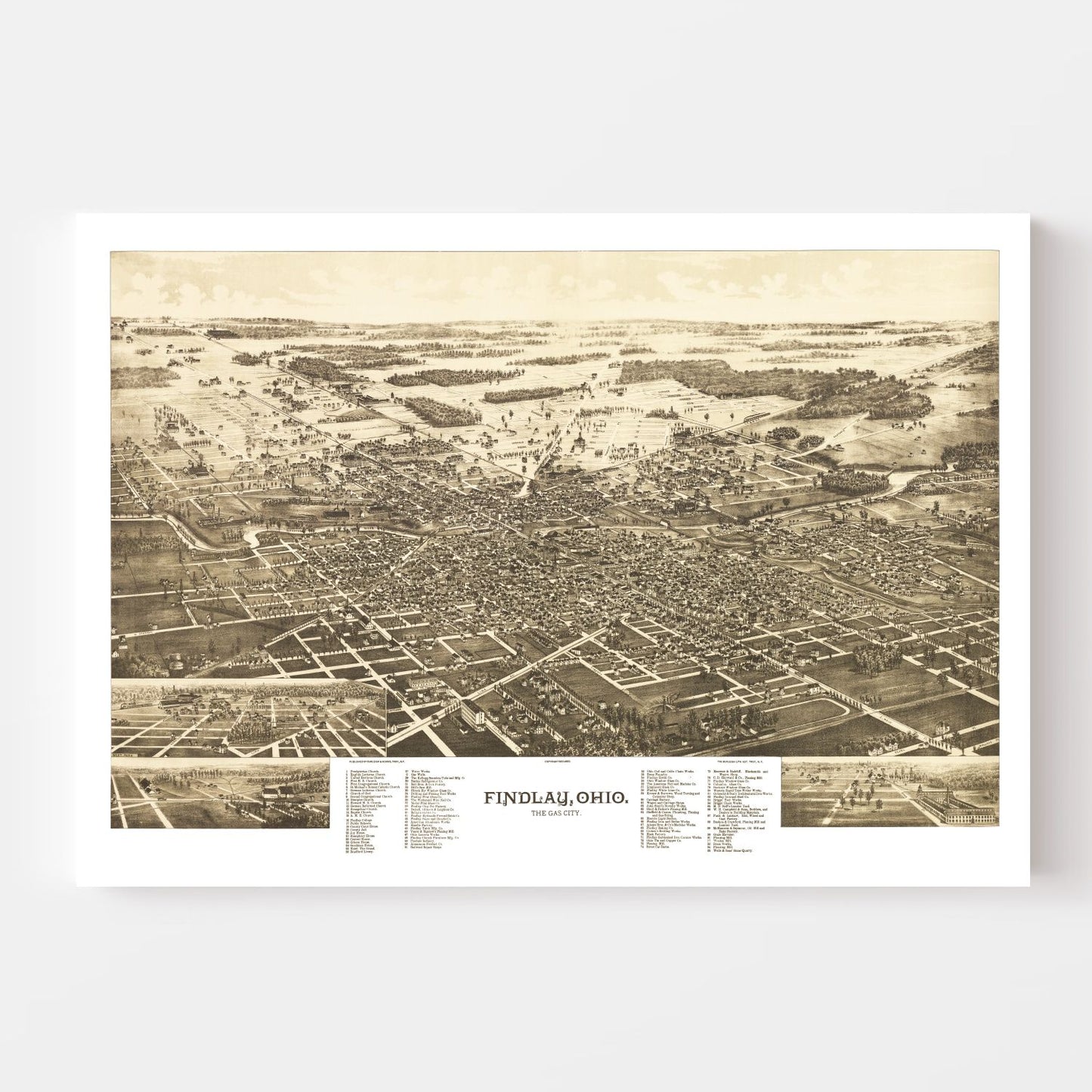 Vintage Map of Findlay, Ohio, 1889
