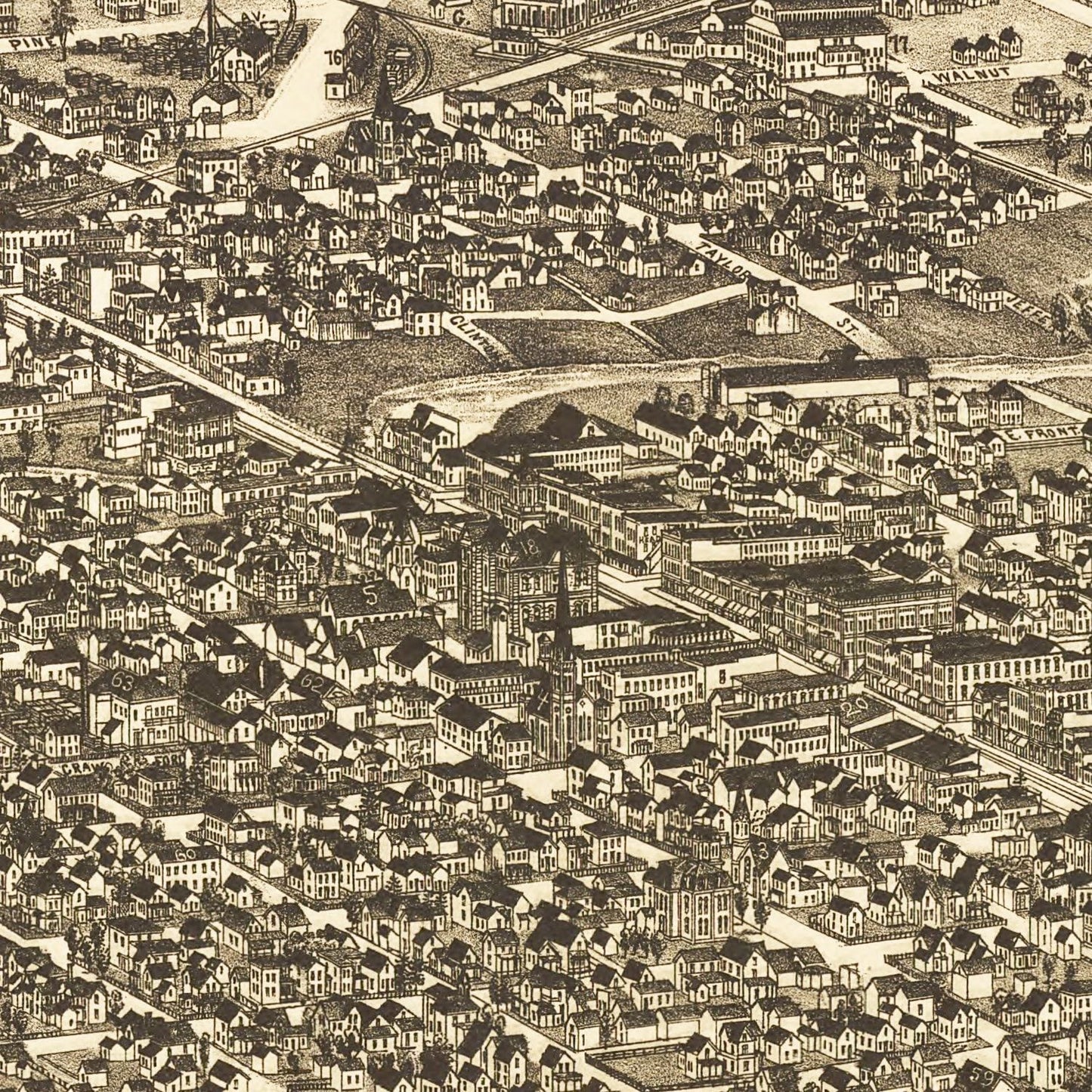 Vintage Map of Findlay, Ohio, 1889