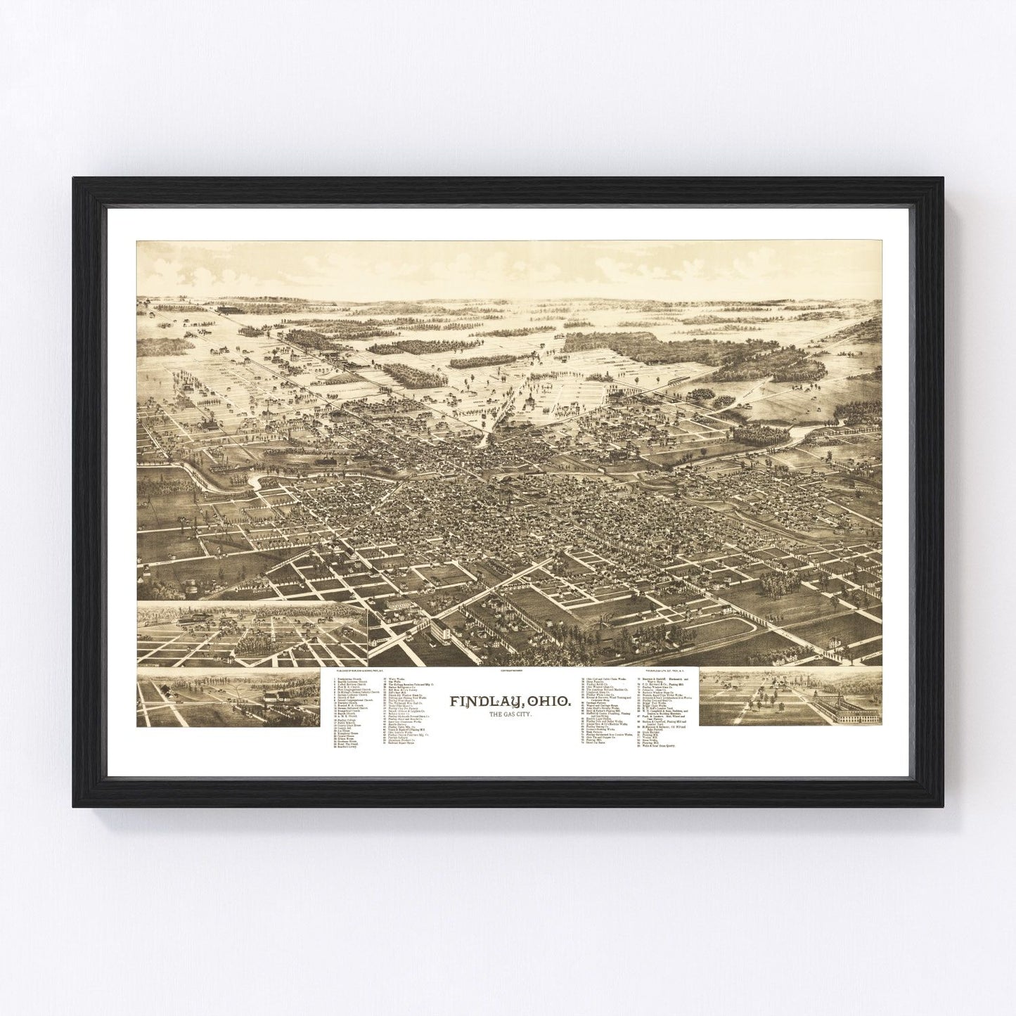 vintage map of Findlay, Ohio, 1889