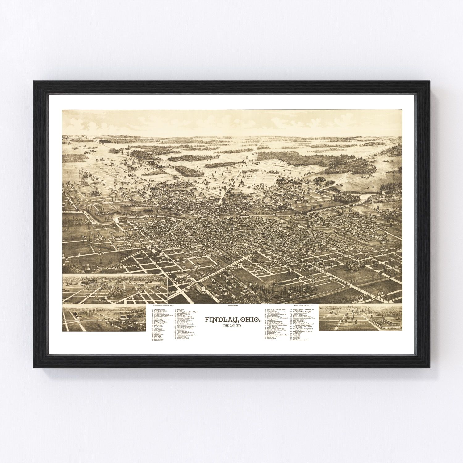vintage map of Findlay, Ohio, 1889