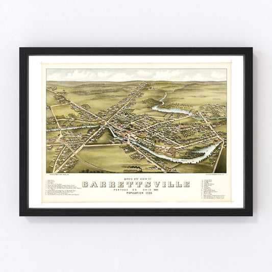 Vintage map of Garrettsville, Ohio, 1883
