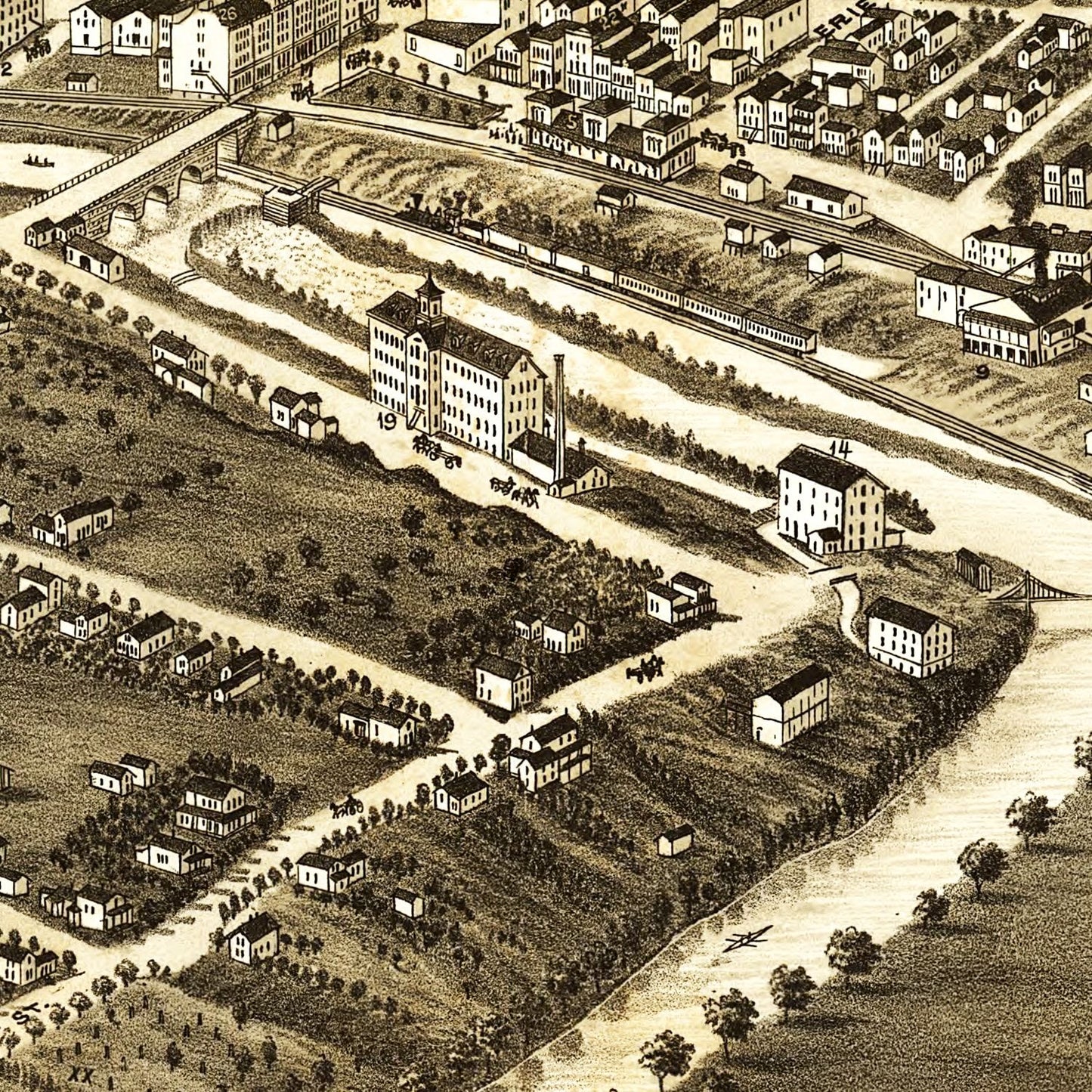 Vintage Map of Kent, Ohio, 1882