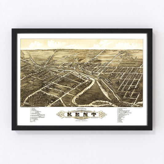 Vintage map of Kent, Ohio, 1882