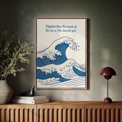 Mightier Than the Waves Ocean Scripture Wall Art