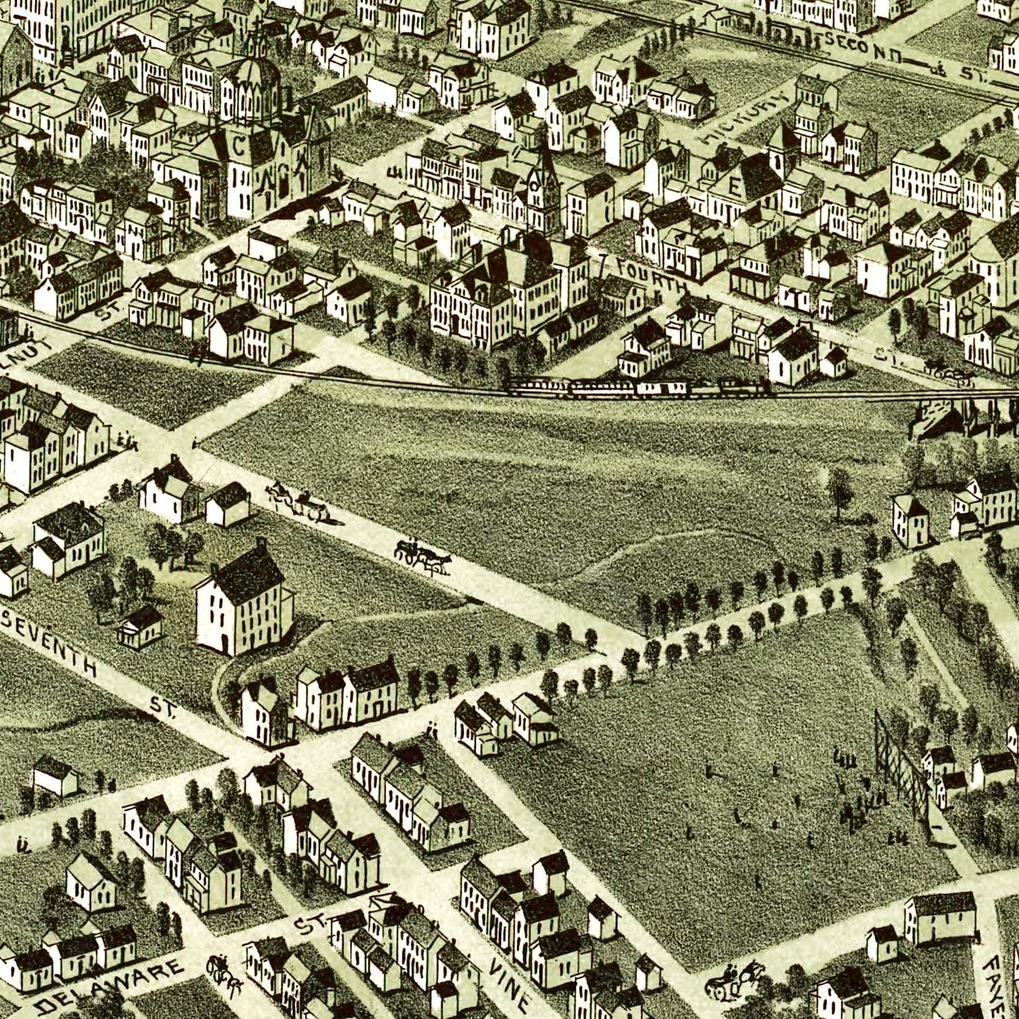 Vintage Map of Martin's Ferry, Ohio, 1899