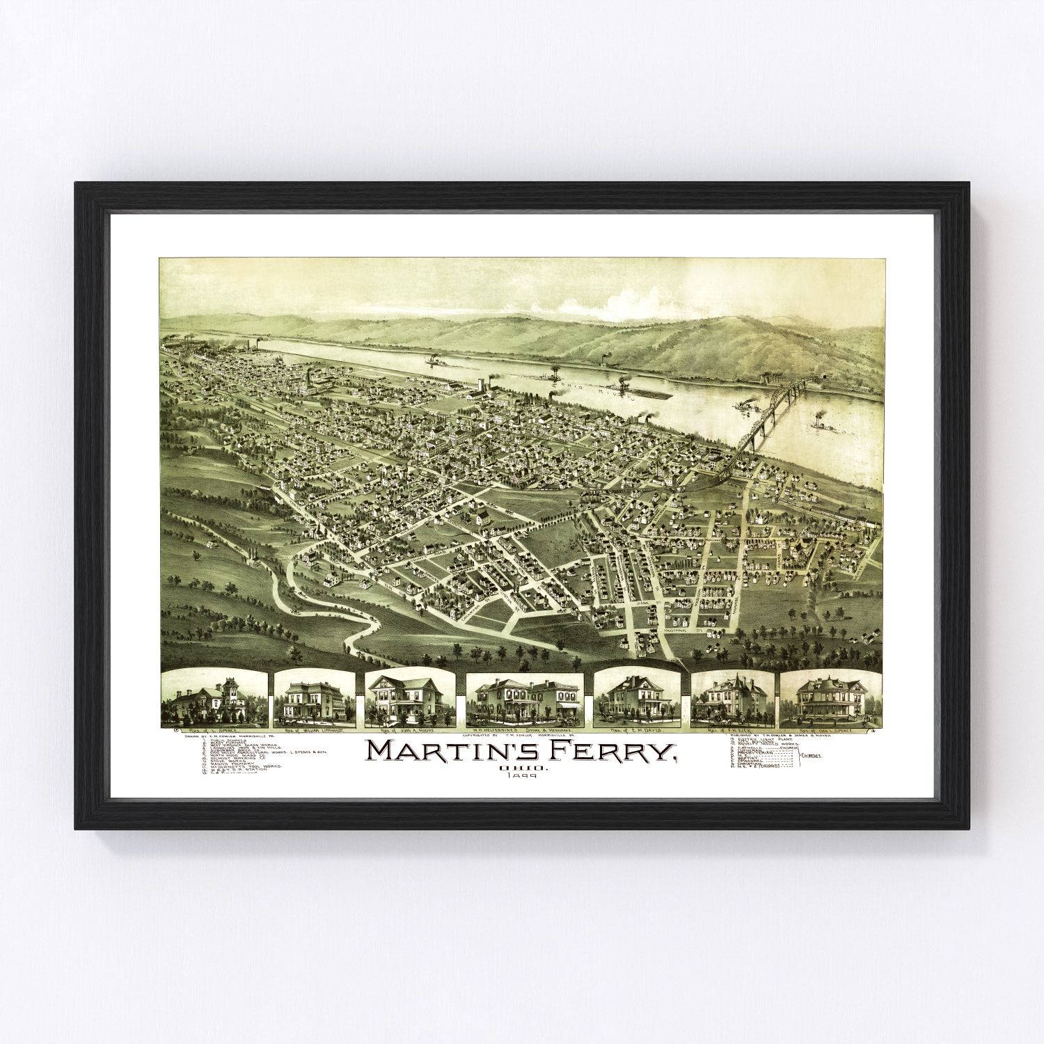Vintage map of Martin's Ferry, Ohio, 1899