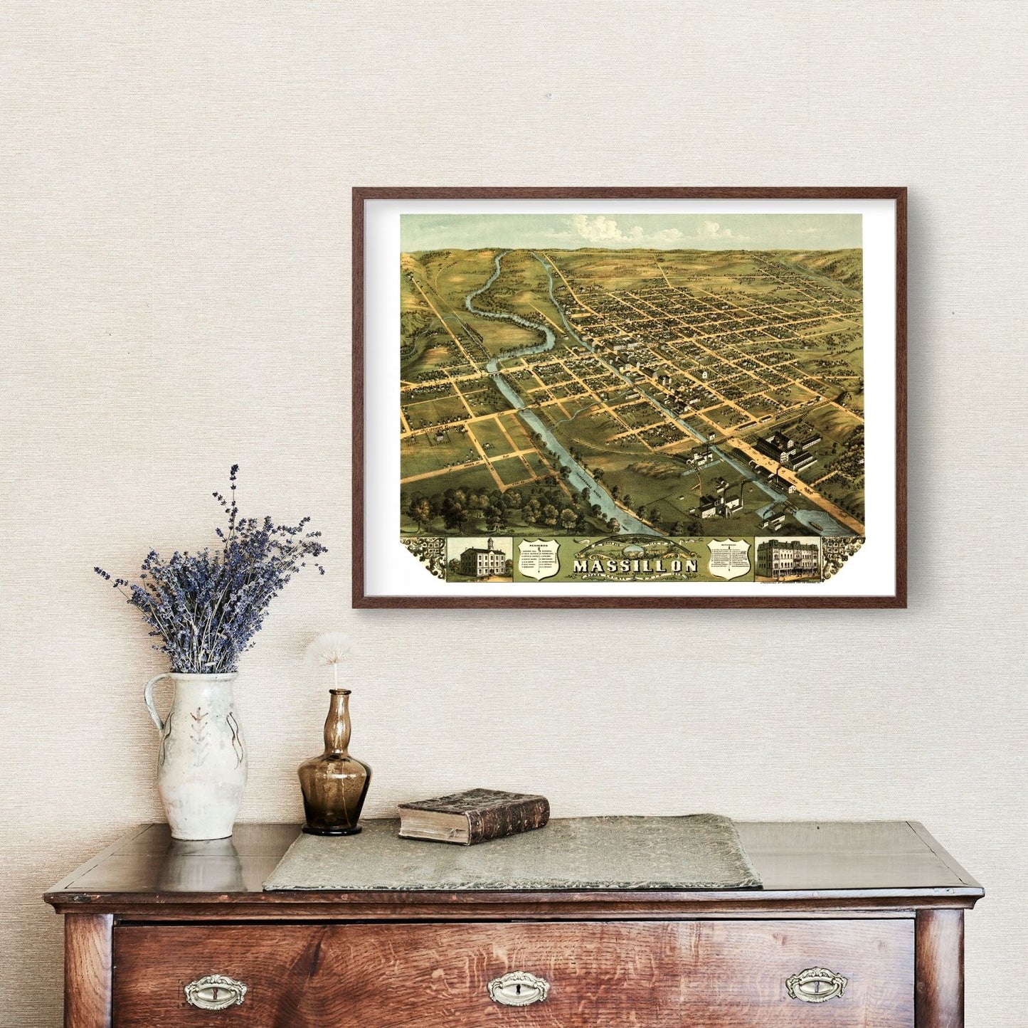 Vintage Map of Massillon, Ohio, 1870