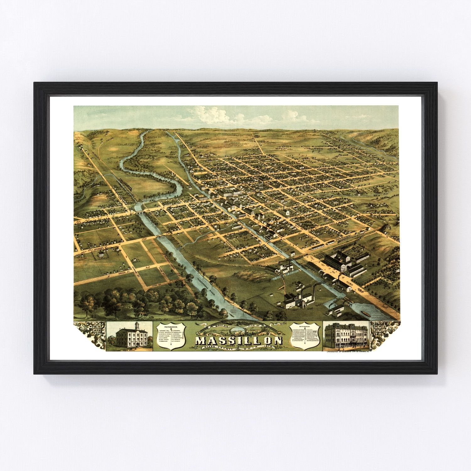 Vintage map of Massillon, Ohio, 1870
