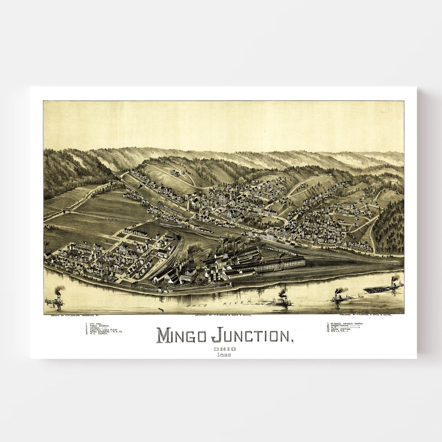 Vintage Map of Mingo Junction, Ohio, 1899