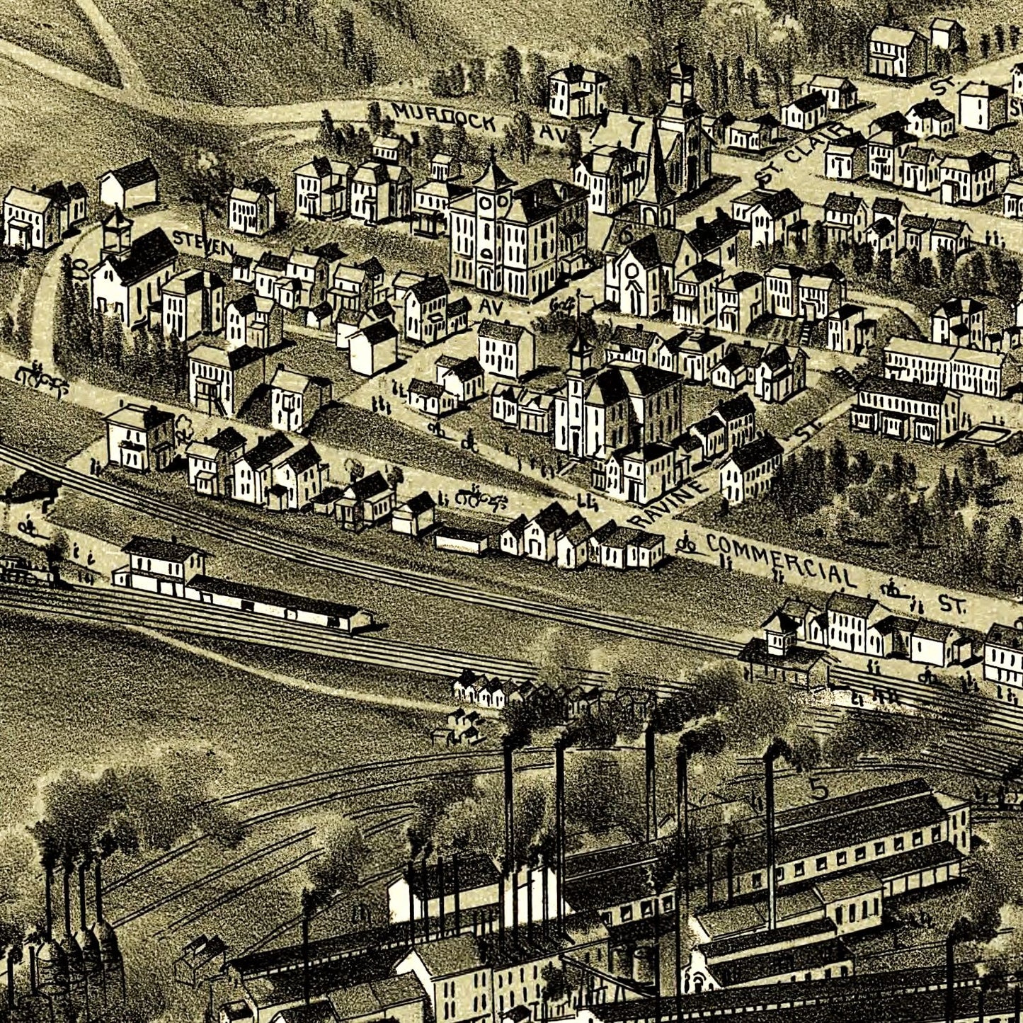 Vintage Map of Mingo Junction, Ohio, 1899