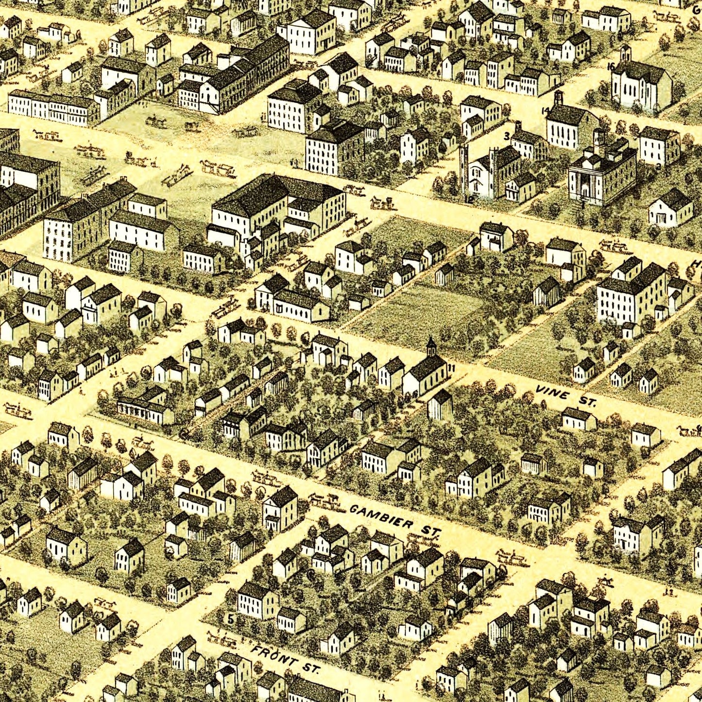 Vintage Map of Mount Vernon, Ohio, 1870