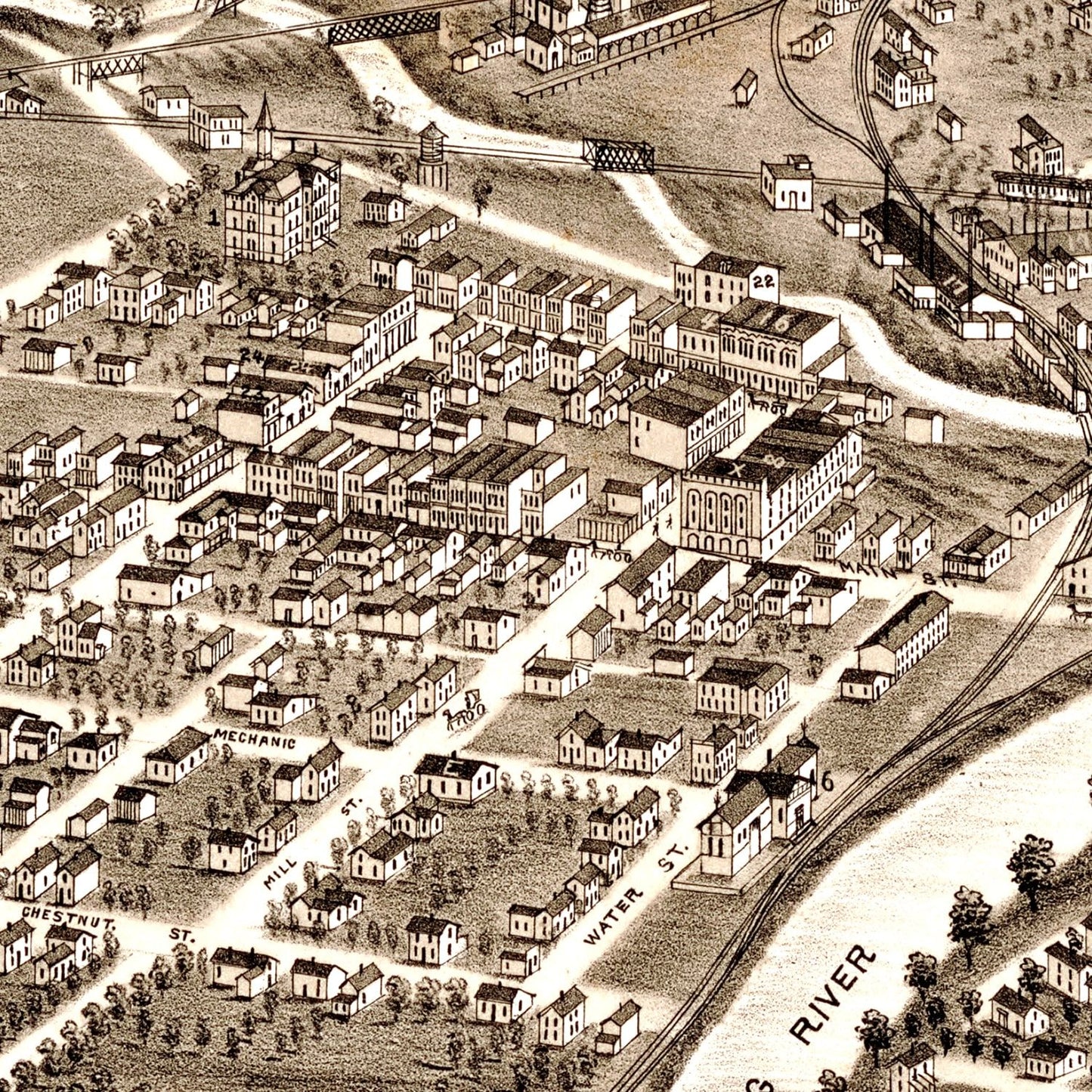 Vintage Map of Niles, Ohio, 1882