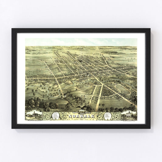 vintage map of Norwalk, Ohio, 1870