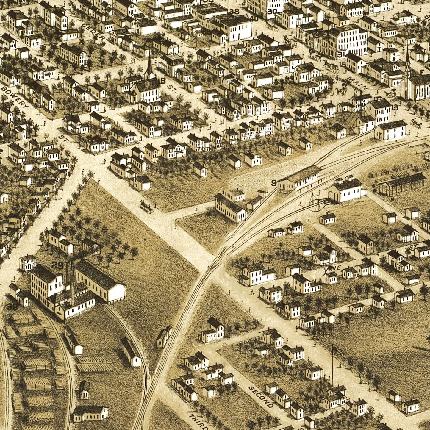 Vintage Map of Ravenna, Ohio, 1882