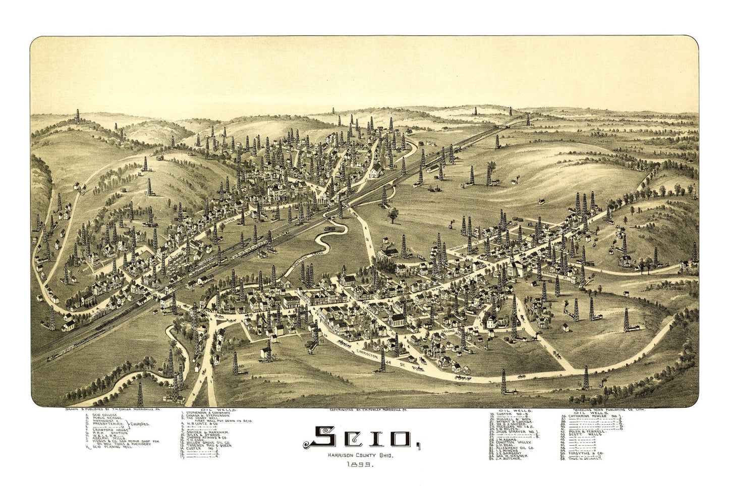 Vintage Map of Scio, Ohio, 1899