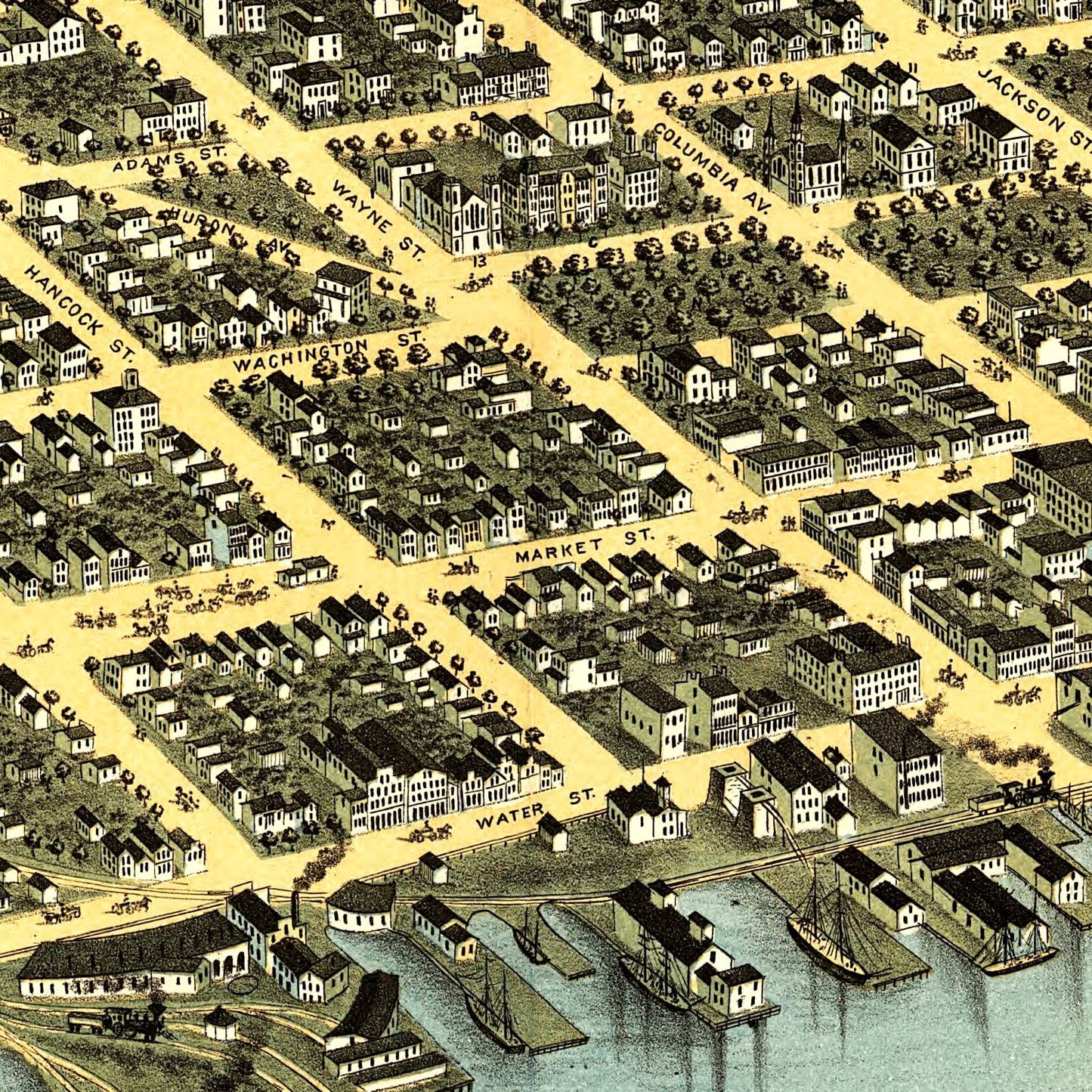 Vintage Map of Sandusky, Ohio, 1870