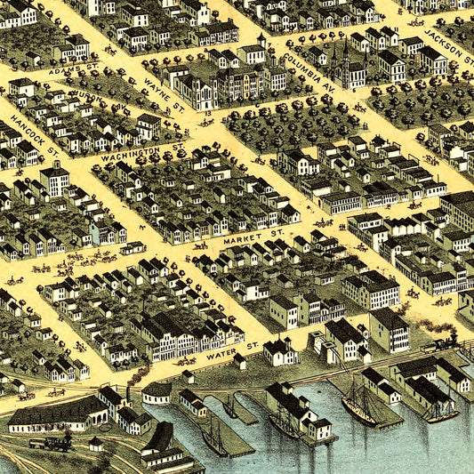 Vintage Map of Sandusky, Ohio, 1870